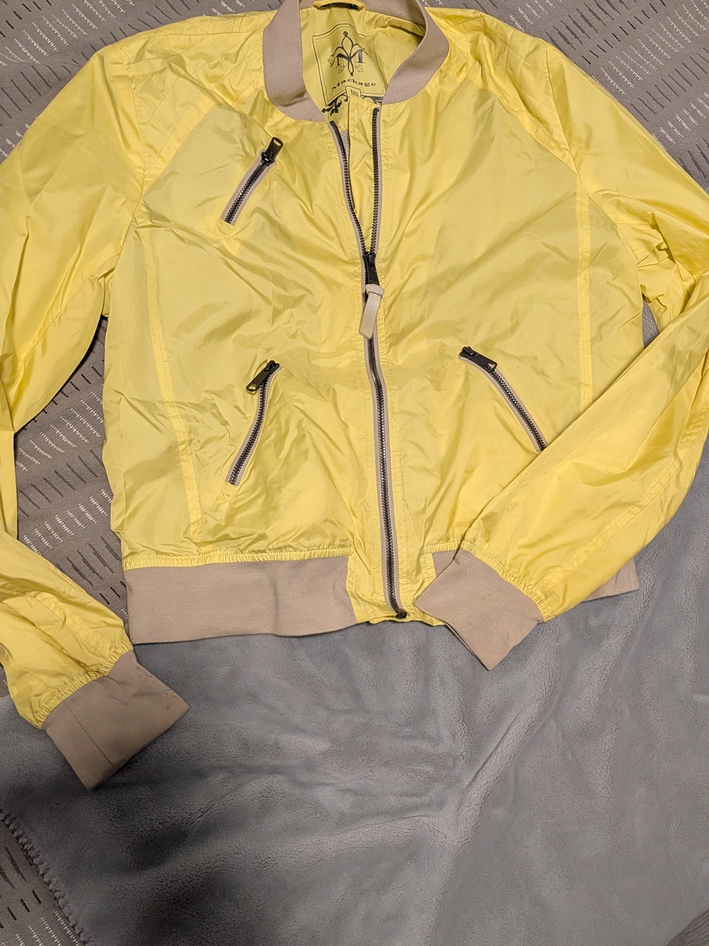 Mackage Yellow Jacket with Beige Rib Trim